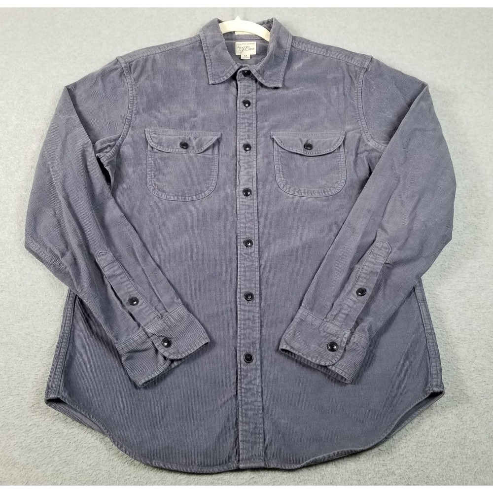J.Crew Corduroy Shirt Men Medium Blue Slim Fit Long Sleeve Button Up Thick BA887